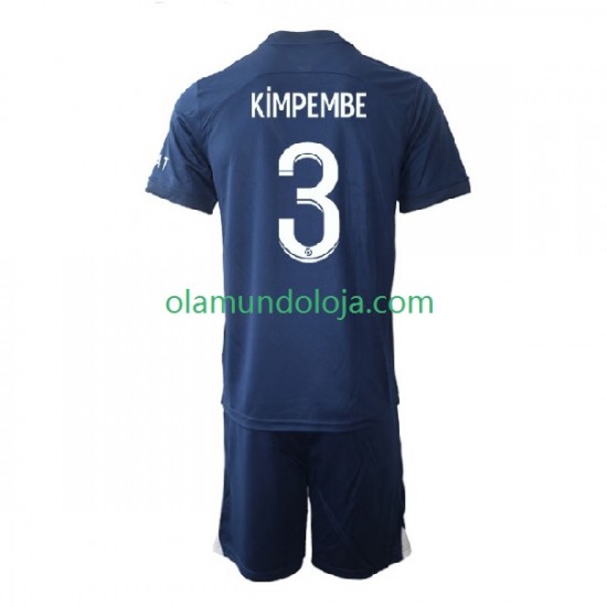 Camisola Paris Saint-Germain Kimpembe 3 Criança Equipamento Primeiro 2022-2023 Manga Curta